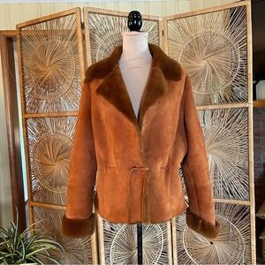 Y2K Pelle Studio Wilson's Leather Brown Suede Faux Fur Jacket Coat XL